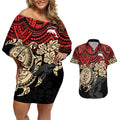 custom-dolphins-rugby-couples-matching-off-shoulder-short-dress-and-hawaiian-shirt-reddy-hibiscus-and-turtle-with-polynesian-pattern
