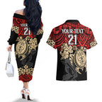 custom-dolphins-rugby-couples-matching-off-the-shoulder-long-sleeve-dress-and-hawaiian-shirt-reddy-hibiscus-and-turtle-with-polynesian-pattern
