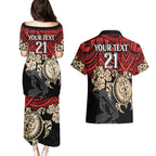 custom-dolphins-rugby-couples-matching-puletasi-dress-and-hawaiian-shirt-reddy-hibiscus-and-turtle-with-polynesian-pattern