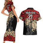 custom-dolphins-rugby-couples-matching-short-sleeve-bodycon-dress-and-hawaiian-shirt-reddy-hibiscus-and-turtle-with-polynesian-pattern