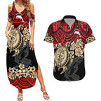 custom-dolphins-rugby-couples-matching-summer-maxi-dress-and-hawaiian-shirt-reddy-hibiscus-and-turtle-with-polynesian-pattern