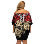 custom-dolphins-rugby-family-matching-off-shoulder-short-dress-and-hawaiian-shirt-reddy-hibiscus-and-turtle-with-polynesian-pattern