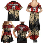 custom-dolphins-rugby-family-matching-summer-maxi-dress-and-hawaiian-shirt-reddy-hibiscus-and-turtle-with-polynesian-pattern