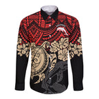 custom-dolphins-rugby-long-sleeve-button-shirt-reddy-hibiscus-and-turtle-with-polynesian-pattern