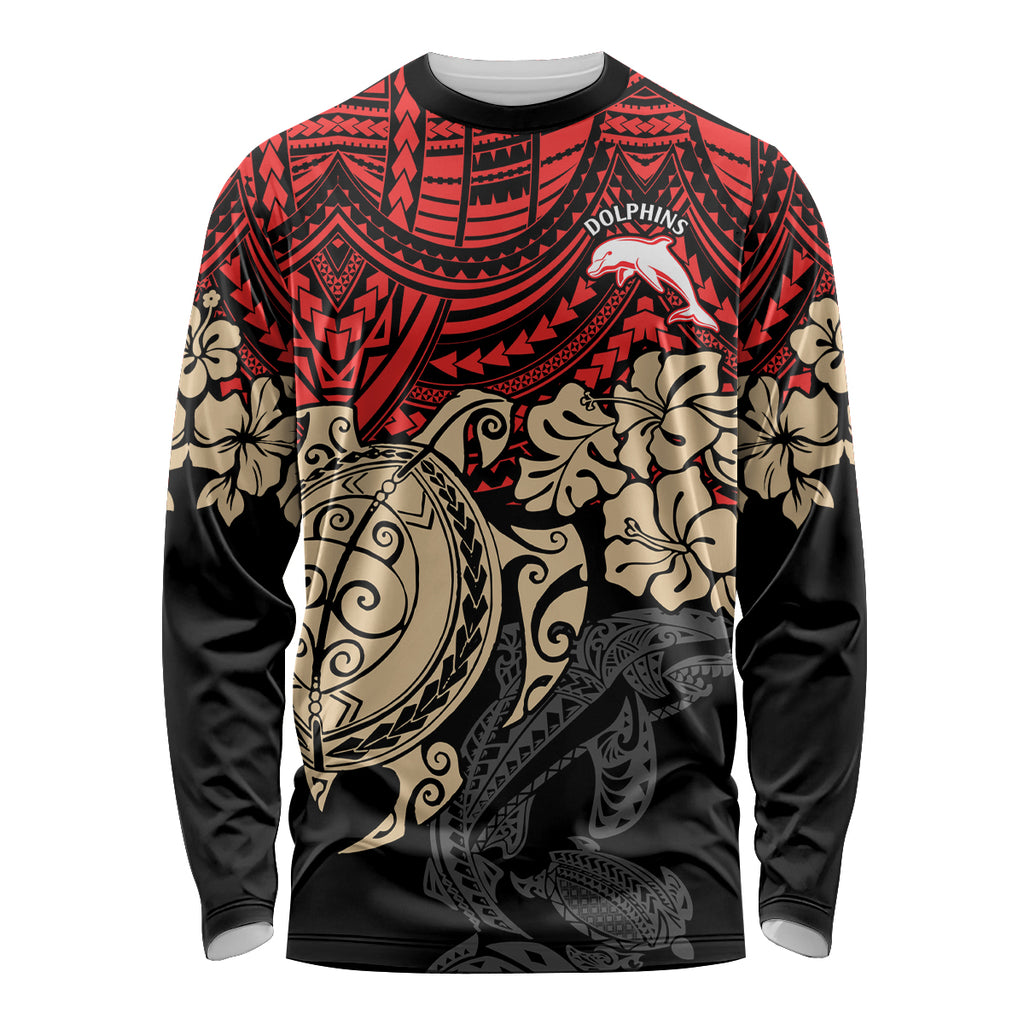 custom-dolphins-rugby-long-sleeve-shirt-reddy-hibiscus-and-turtle-with-polynesian-pattern