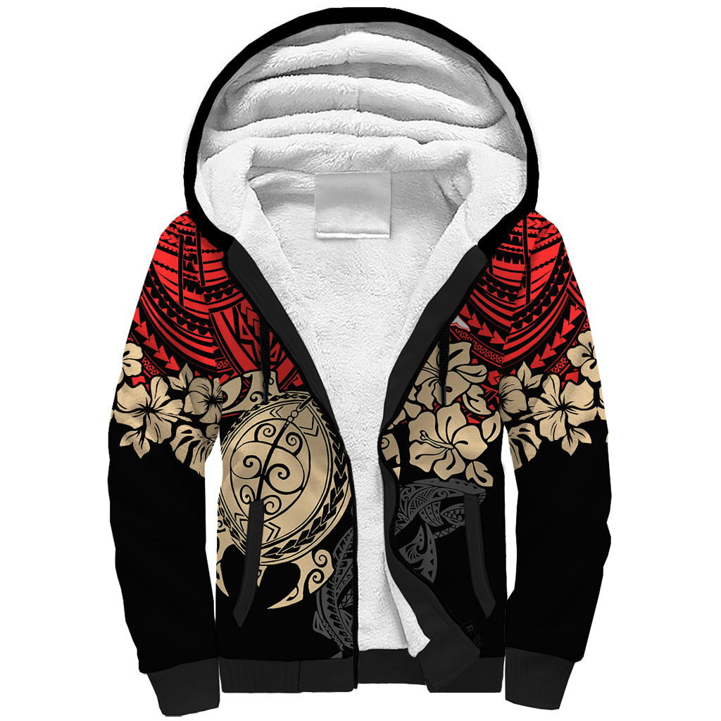 custom-dolphins-rugby-sherpa-hoodie-reddy-hibiscus-and-turtle-with-polynesian-pattern