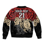custom-dolphins-rugby-sleeve-zip-bomber-jacket-reddy-hibiscus-and-turtle-with-polynesian-pattern