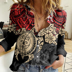 custom-dolphins-rugby-women-casual-shirt-reddy-hibiscus-and-turtle-with-polynesian-pattern