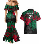 custom-rabbitohs-rugby-couples-matching-mermaid-dress-and-hawaiian-shirt-bunnies-hibiscus-and-turtle-with-polynesian-pattern