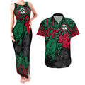 custom-rabbitohs-rugby-couples-matching-tank-maxi-dress-and-hawaiian-shirt-bunnies-hibiscus-and-turtle-with-polynesian-pattern