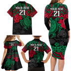 custom-rabbitohs-rugby-family-matching-long-sleeve-bodycon-dress-and-hawaiian-shirt-bunnies-hibiscus-and-turtle-with-polynesian-pattern