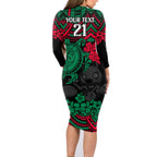 custom-rabbitohs-rugby-family-matching-long-sleeve-bodycon-dress-and-hawaiian-shirt-bunnies-hibiscus-and-turtle-with-polynesian-pattern