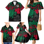 custom-rabbitohs-rugby-family-matching-mermaid-dress-and-hawaiian-shirt-bunnies-hibiscus-and-turtle-with-polynesian-pattern