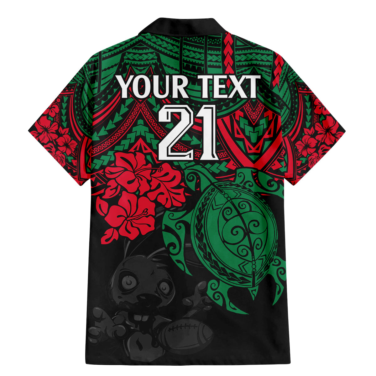 custom-rabbitohs-rugby-family-matching-mermaid-dress-and-hawaiian-shirt-bunnies-hibiscus-and-turtle-with-polynesian-pattern