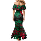 custom-rabbitohs-rugby-family-matching-mermaid-dress-and-hawaiian-shirt-bunnies-hibiscus-and-turtle-with-polynesian-pattern