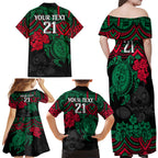 custom-rabbitohs-rugby-family-matching-off-shoulder-maxi-dress-and-hawaiian-shirt-bunnies-hibiscus-and-turtle-with-polynesian-pattern