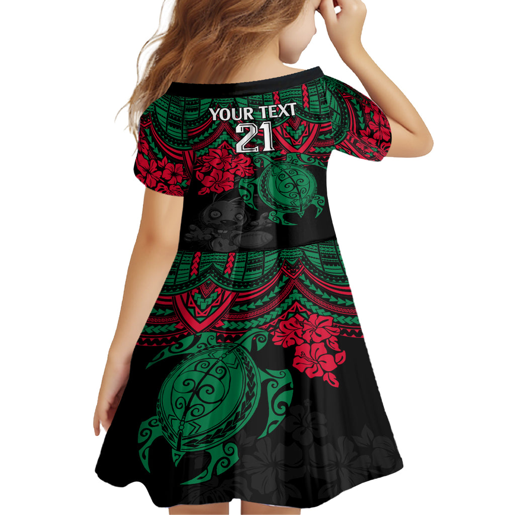 custom-rabbitohs-rugby-family-matching-off-shoulder-short-dress-and-hawaiian-shirt-bunnies-hibiscus-and-turtle-with-polynesian-pattern
