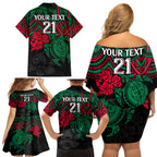 custom-rabbitohs-rugby-family-matching-off-shoulder-short-dress-and-hawaiian-shirt-bunnies-hibiscus-and-turtle-with-polynesian-pattern