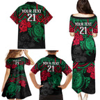 custom-rabbitohs-rugby-family-matching-puletasi-dress-and-hawaiian-shirt-bunnies-hibiscus-and-turtle-with-polynesian-pattern