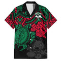 custom-rabbitohs-rugby-family-matching-short-sleeve-bodycon-dress-and-hawaiian-shirt-bunnies-hibiscus-and-turtle-with-polynesian-pattern