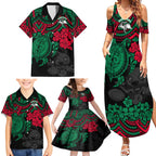 custom-rabbitohs-rugby-family-matching-summer-maxi-dress-and-hawaiian-shirt-bunnies-hibiscus-and-turtle-with-polynesian-pattern