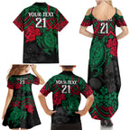 custom-rabbitohs-rugby-family-matching-summer-maxi-dress-and-hawaiian-shirt-bunnies-hibiscus-and-turtle-with-polynesian-pattern