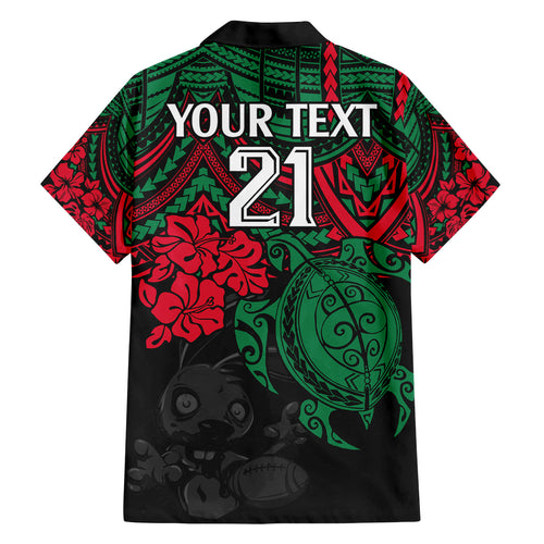 custom-rabbitohs-rugby-family-matching-summer-maxi-dress-and-hawaiian-shirt-bunnies-hibiscus-and-turtle-with-polynesian-pattern
