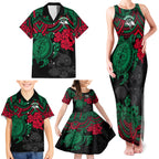 custom-rabbitohs-rugby-family-matching-tank-maxi-dress-and-hawaiian-shirt-bunnies-hibiscus-and-turtle-with-polynesian-pattern