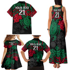 custom-rabbitohs-rugby-family-matching-tank-maxi-dress-and-hawaiian-shirt-bunnies-hibiscus-and-turtle-with-polynesian-pattern