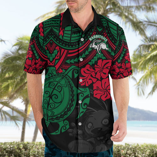 custom-rabbitohs-rugby-hawaiian-shirt-bunnies-hibiscus-and-turtle-with-polynesian-pattern