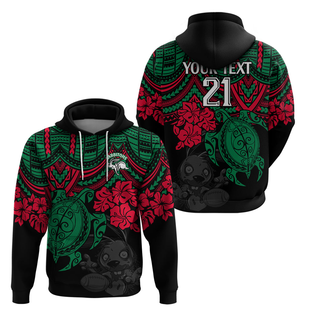 custom-rabbitohs-rugby-hoodie-bunnies-hibiscus-and-turtle-with-polynesian-pattern