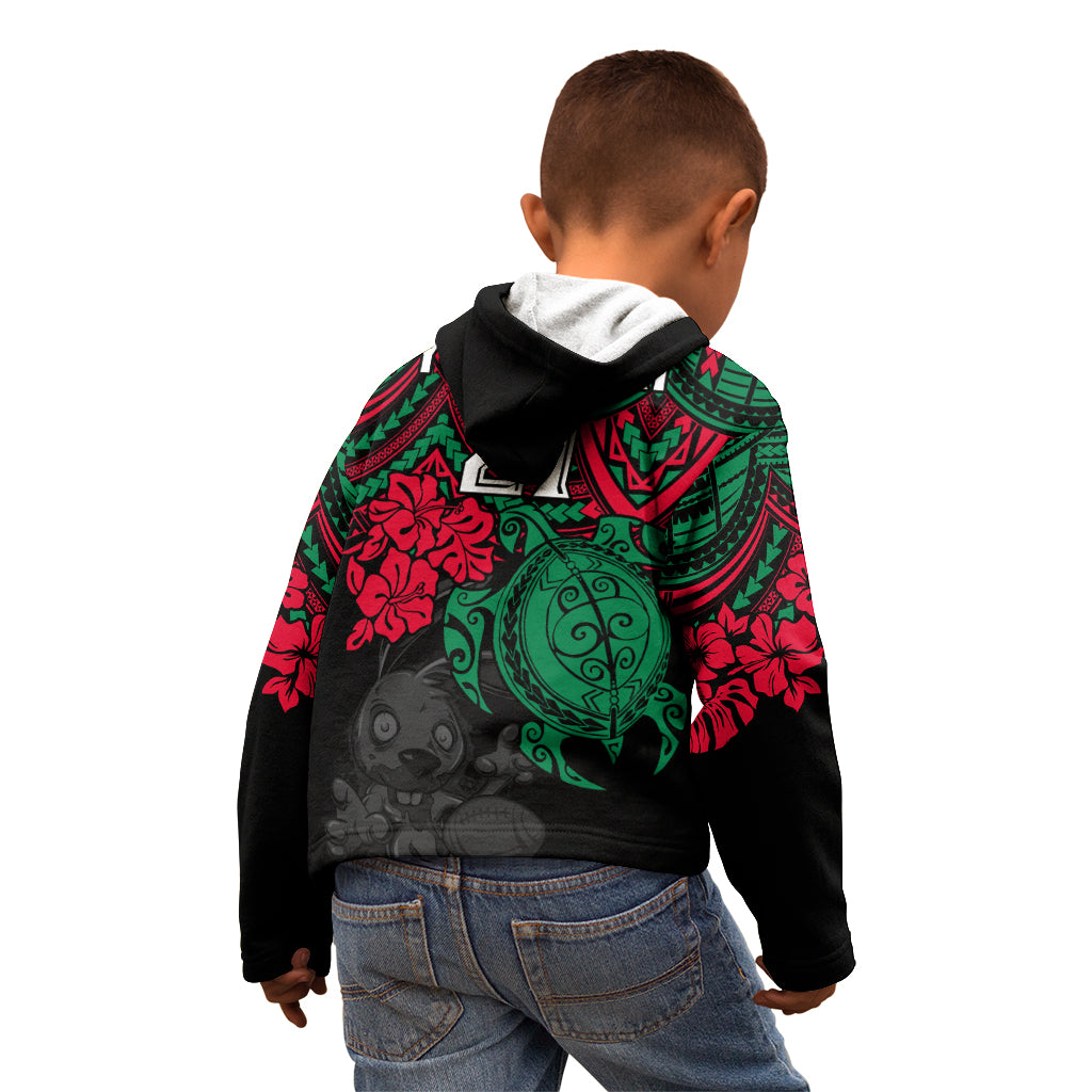 custom-rabbitohs-rugby-kid-hoodie-bunnies-hibiscus-and-turtle-with-polynesian-pattern
