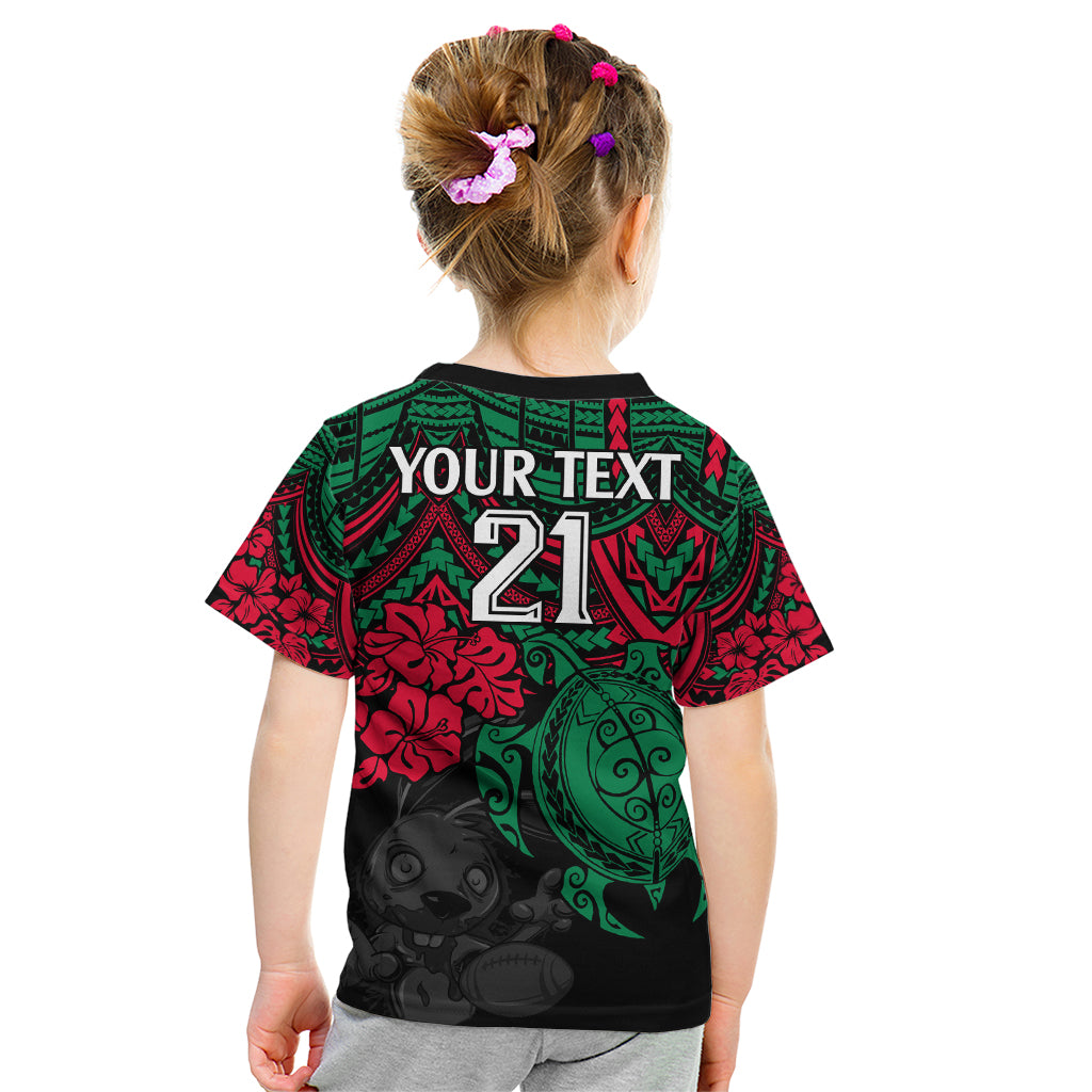 custom-rabbitohs-rugby-kid-t-shirt-bunnies-hibiscus-and-turtle-with-polynesian-pattern