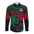 custom-rabbitohs-rugby-long-sleeve-button-shirt-bunnies-hibiscus-and-turtle-with-polynesian-pattern