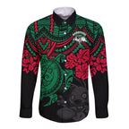 custom-rabbitohs-rugby-long-sleeve-button-shirt-bunnies-hibiscus-and-turtle-with-polynesian-pattern