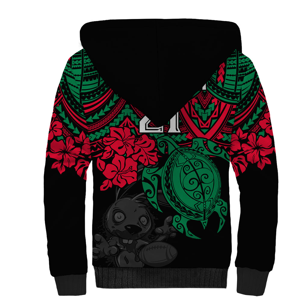 custom-rabbitohs-rugby-sherpa-hoodie-bunnies-hibiscus-and-turtle-with-polynesian-pattern
