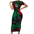 custom-rabbitohs-rugby-short-sleeve-bodycon-dress-bunnies-hibiscus-and-turtle-with-polynesian-pattern