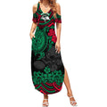 custom-rabbitohs-rugby-summer-maxi-dress-bunnies-hibiscus-and-turtle-with-polynesian-pattern