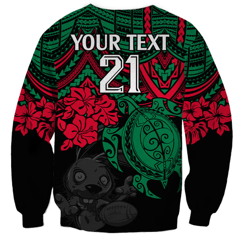 custom-rabbitohs-rugby-sweatshirt-bunnies-hibiscus-and-turtle-with-polynesian-pattern