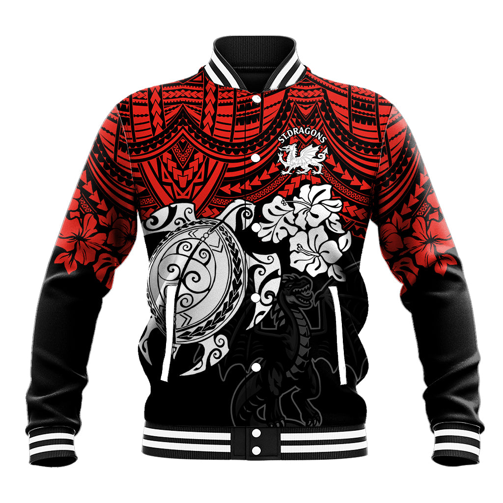 custom-dragons-rugby-baseball-jacket-red-v-hibiscus-and-turtle-with-polynesian-pattern