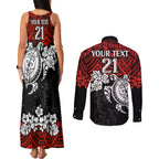 custom-dragons-rugby-couples-matching-tank-maxi-dress-and-long-sleeve-button-shirt-red-v-hibiscus-and-turtle-with-polynesian-pattern