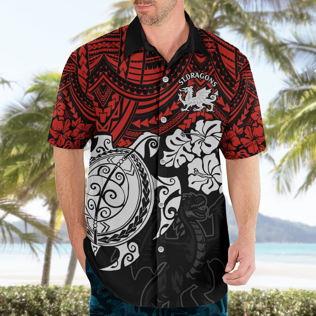 custom-dragons-rugby-hawaiian-shirt-red-v-hibiscus-and-turtle-with-polynesian-pattern