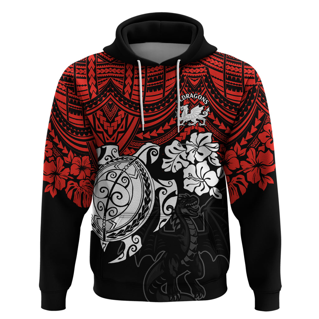 custom-dragons-rugby-hoodie-red-v-hibiscus-and-turtle-with-polynesian-pattern