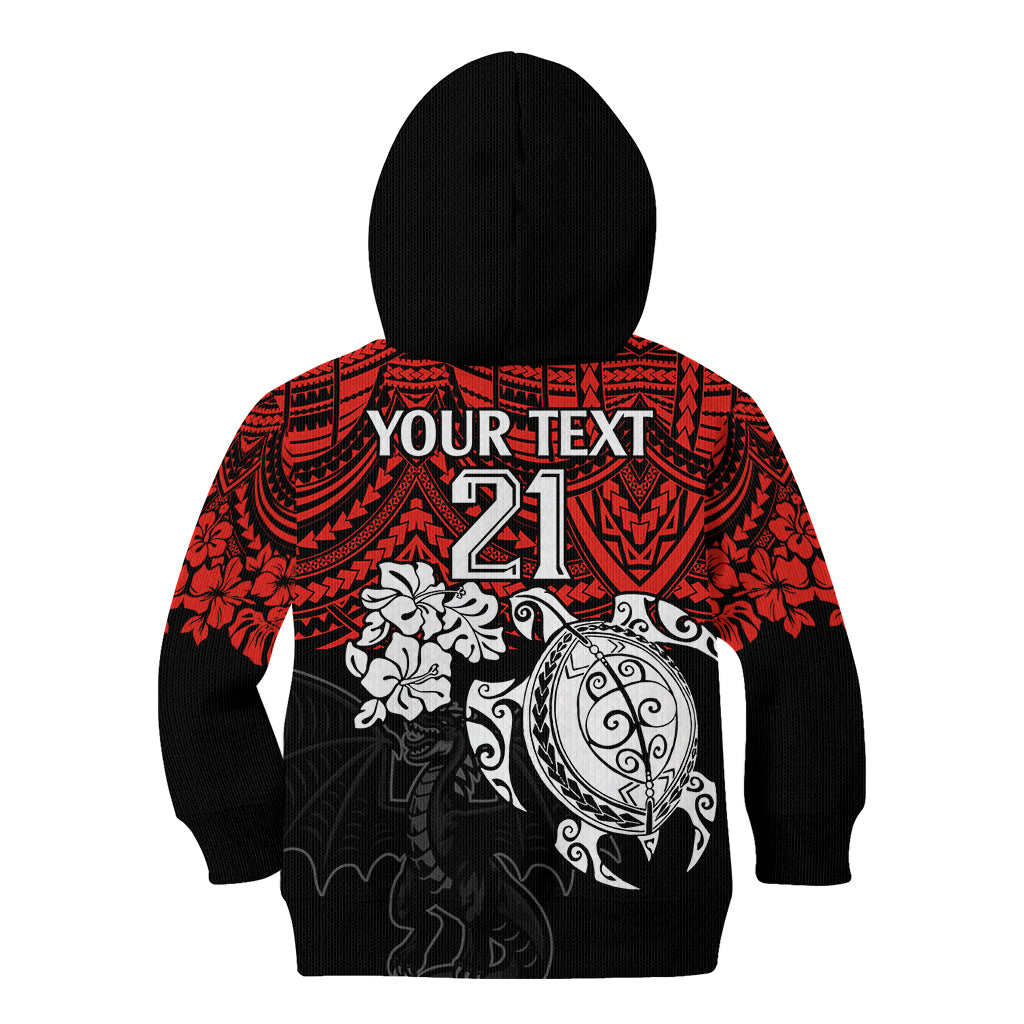 custom-dragons-rugby-kid-hoodie-red-v-hibiscus-and-turtle-with-polynesian-pattern