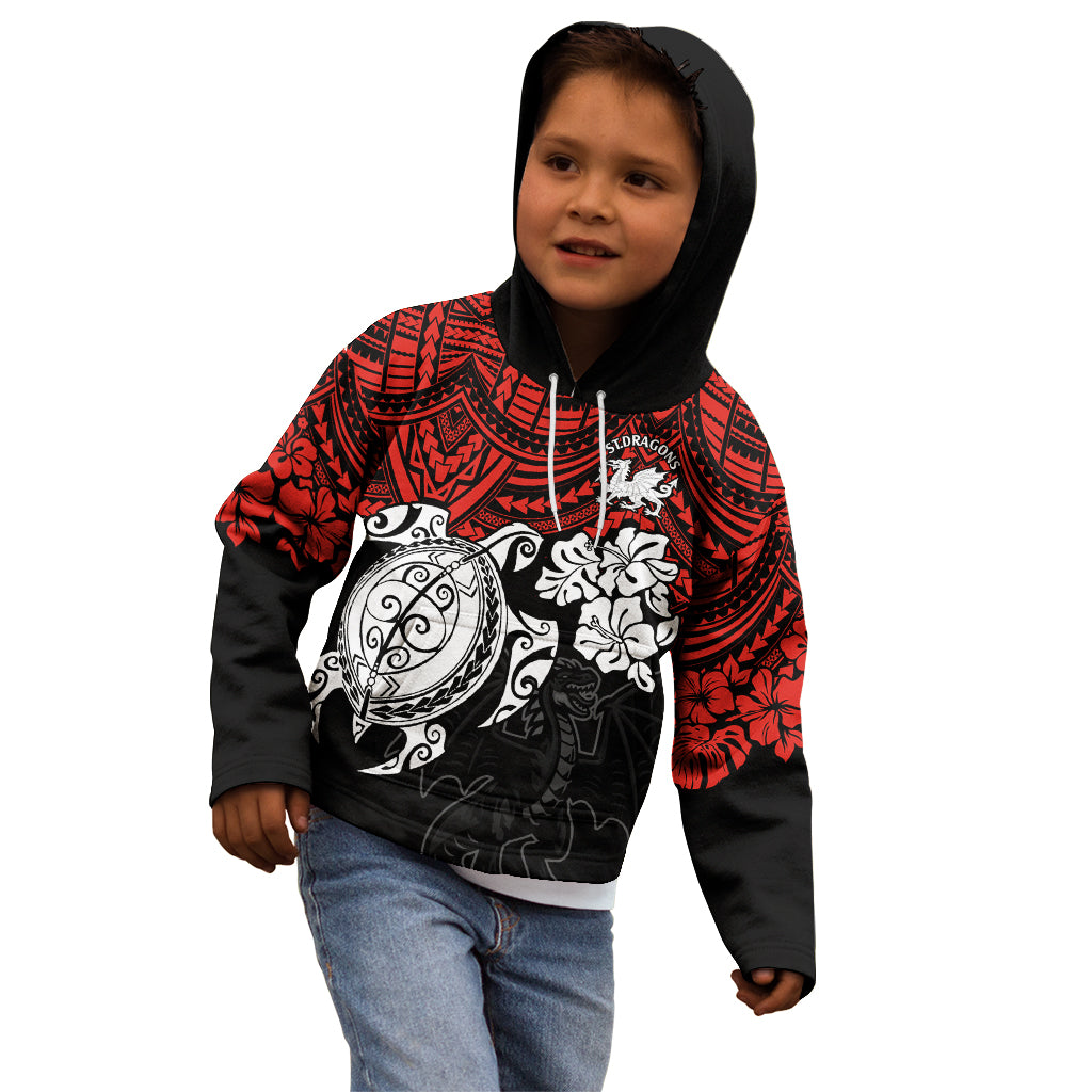 custom-dragons-rugby-kid-hoodie-red-v-hibiscus-and-turtle-with-polynesian-pattern