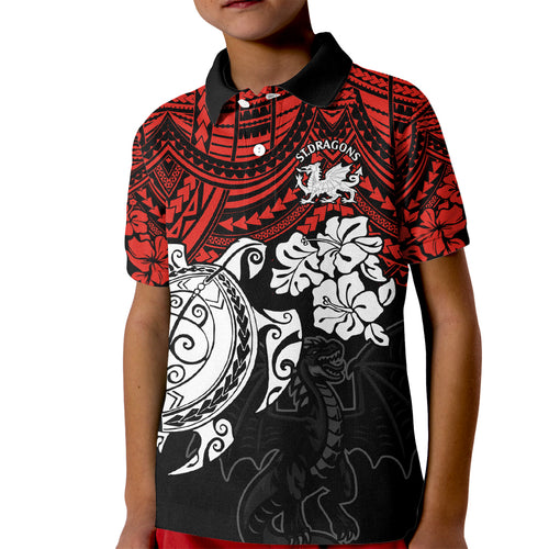 custom-dragons-rugby-kid-polo-shirt-red-v-hibiscus-and-turtle-with-polynesian-pattern