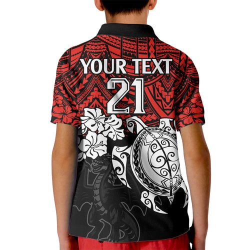 custom-dragons-rugby-kid-polo-shirt-red-v-hibiscus-and-turtle-with-polynesian-pattern
