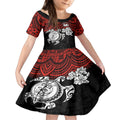 custom-dragons-rugby-kid-short-sleeve-dress-red-v-hibiscus-and-turtle-with-polynesian-pattern