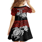 custom-dragons-rugby-kid-short-sleeve-dress-red-v-hibiscus-and-turtle-with-polynesian-pattern