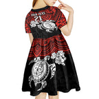 custom-dragons-rugby-kid-short-sleeve-dress-red-v-hibiscus-and-turtle-with-polynesian-pattern